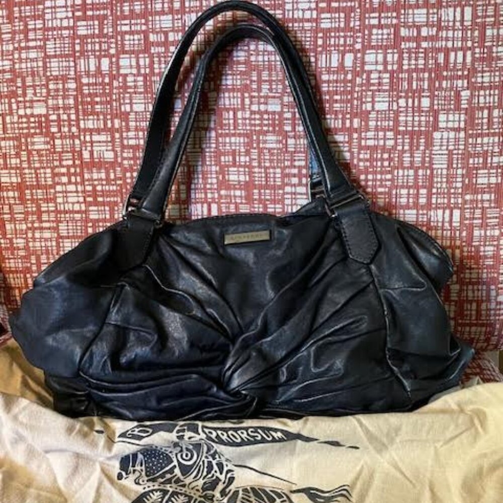 Burberry Tote Bag All Leather Ruched Nova Check